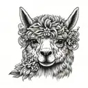 damonic alpaca tattoo design idea