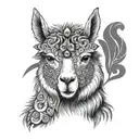 damonic alpaca tattoo design idea