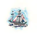 burned ship tattoo design idea