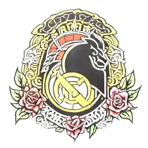 Spartan and Real Madrid logo tattoo design idea