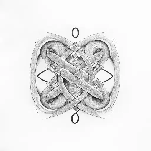 infinity sign made out of the names Anthony, Tamla, Linda, Jayden, and Roxie tattoo design idea