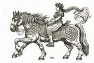 Greece goddesses on a traditional gypsy vanner cob tattoo design idea