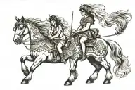 Greece goddesses on a traditional gypsy vanner cob tattoo design idea