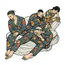 four people in pajamas sleeping  tattoo design idea