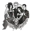 four people in goth clothes tattoo design idea