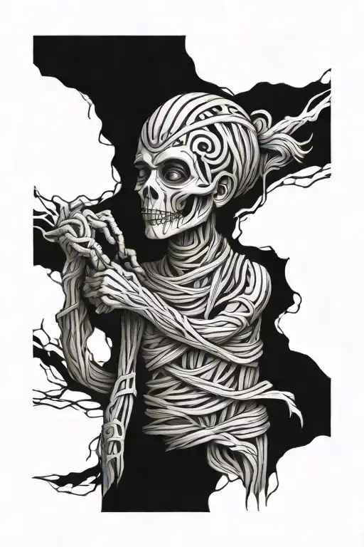 mummy wrap sleeve tattoo featuring tattoo design idea