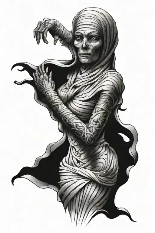 mummy wrap sleeve tattoo design combining tattoo design idea