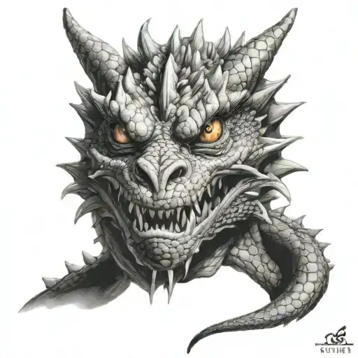dragons head tattoo design idea