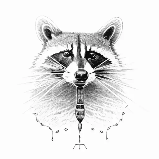 racoon on rocket  tattoo design idea