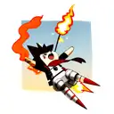 rocket  with fire  tattoo design idea