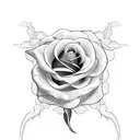  a rose vine crossing a woman's back with a blade on the spine tattoo design idea