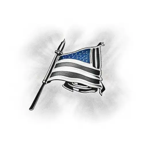 Pearce with waving American flag and checkered flag crossing tattoo design idea