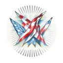 Pearce with waving American flag and checkered flag crossing tattoo design idea