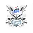 Pearce with waving American flag and checkered flag crossing tattoo design idea