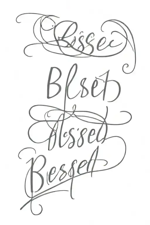 blessed written tattoo design idea