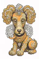 orange poodle with foo dog traits  tattoo design idea