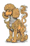 orange poodle with foo dog traits  tattoo design idea