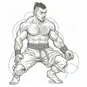 A sketch style tattoo of a MMA fighter with traditional Japanese tattoos tattoo design idea