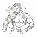 A sketch style tattoo of a MMA fighter with traditional Japanese tattoos tattoo design idea