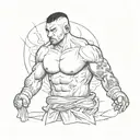 A sketch style tattoo of a MMA fighter with traditional Japanese tattoos tattoo design idea