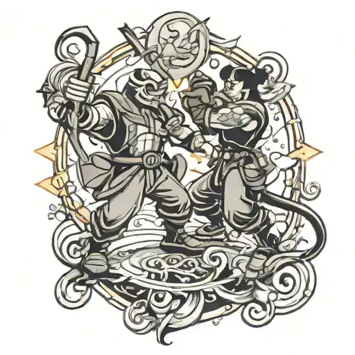 characters  battling each other disney  tattoo design idea
