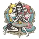 disney princesses playing strip poker with jack skeleton and boogeyman  tattoo design idea