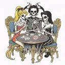 disney princesses playing strip poker with jack skeleton and boogeyman  tattoo design idea