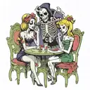 disney princesses playing strip poker with jack skeleton and boogeyman  tattoo design idea