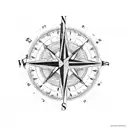 COmpass with Sandclock, chesspieces, book, map, stars, a road and a globe tattoo design idea