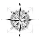 COmpass with Sandclock, chesspieces, book, map, stars, a road and a globe tattoo design idea