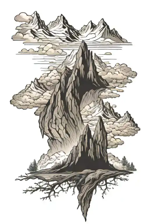 Mountains and Switzerland Origin roots tattoo design idea