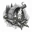 camp fire tattoo design idea