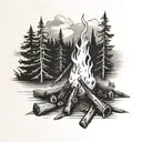 camp fire tattoo design idea