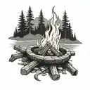 camp fire tattoo design idea