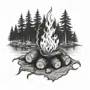 camp fire tattoo design idea