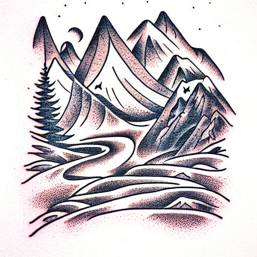 Mountain Scene tattoo design idea