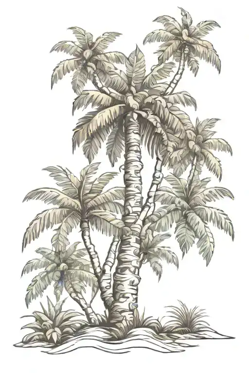 aspen, madrona, palm tree tattoo design idea