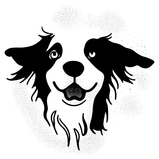 Border collie holding spoon tattoo design idea