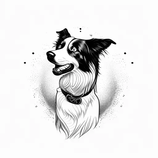 border collie with a spoon tattoo design idea