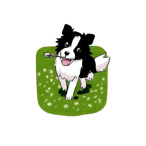 Border collie that has a spoon in it's mouth tattoo design idea