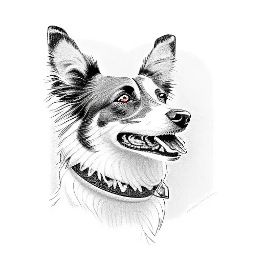 Border collie toys in mouth tattoo design idea