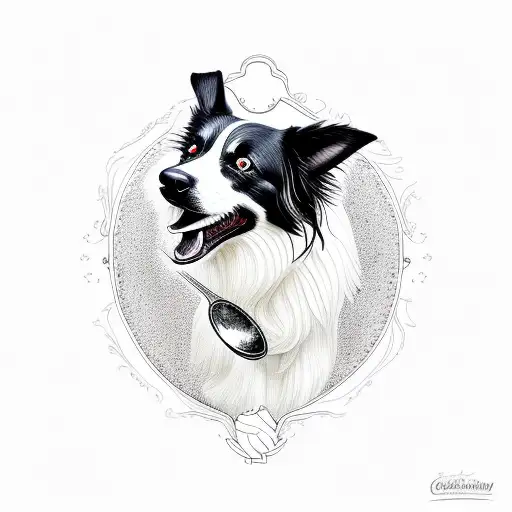 border collie with a spoon tattoo design idea