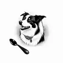 border collie with a spoon tattoo design idea