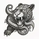 panther eating snake with communist flag tattoo design idea