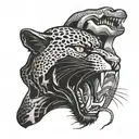 panther eating snake with communist flag tattoo design idea
