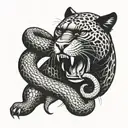 panther eating snake with communist flag tattoo design idea