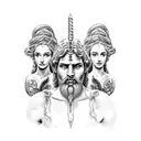 tattoo sleeve of Zeus, Hera, Athena, Apollo, Poseidon, Ares, Artemis, Demeter, Aphrodite, Dionysus, Hermes, and Hephaist tattoo design idea