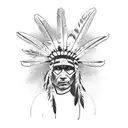 A Native Indian chief wearing a raven headdress tattoo design idea