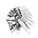 A Native Indian chief wearing a raven headdress tattoo design idea