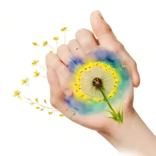 dandelion wish tattoo with the seeds blowing in the wind then turning into birds 2 person tattoo on the wrist tattoo design idea